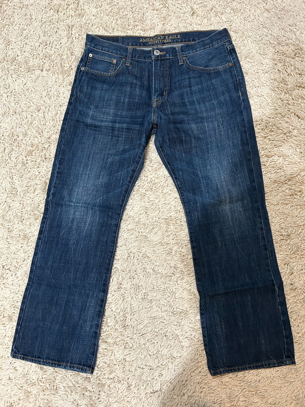 AE Men’s Dark Indigo Relaxed Jeans. Original boot.